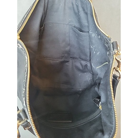 Coach Leather Bleecker Cooper Tote Shoulder Bag Black Python Top Zip - Picture 12 of 15